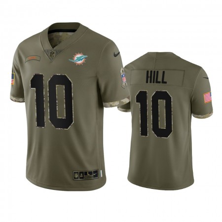 Maillot Miami Dolphins Tyreek Hill 10 Olive 2022 Salute To Service Limited - Homme